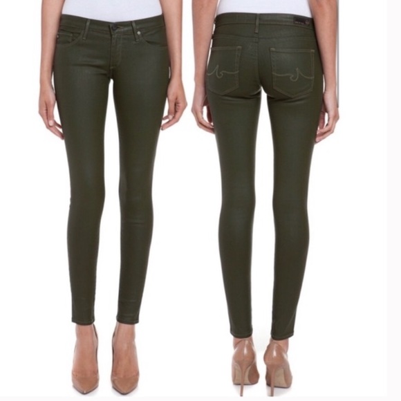 AG Jeans The Absolute Legging Extreme Skinny Jeans In Waxed Olive Green Sz 25 26 - Picture 2 of 11